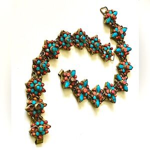 Antique Coral & Turquoise Cuff Bracelet Set
